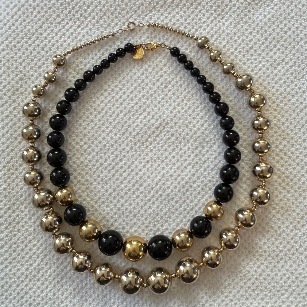 Anne Klein Gold/Black Bead Necklace and Gold Bead‎ Necklace
